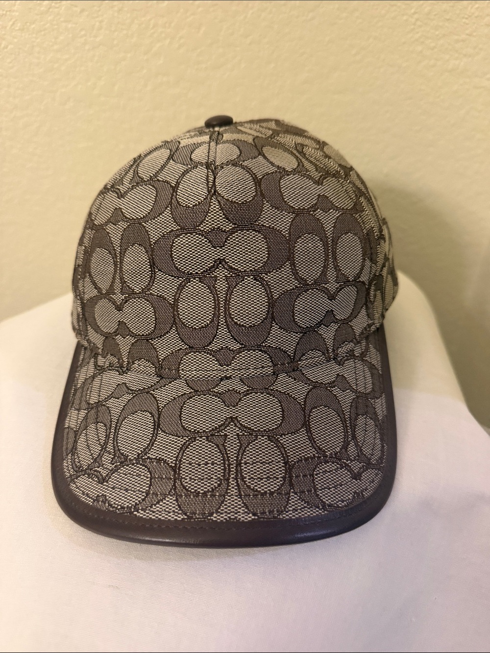 AUTHENTIC COACH  Signature Pattern Monogram Baseball Cap in Brown